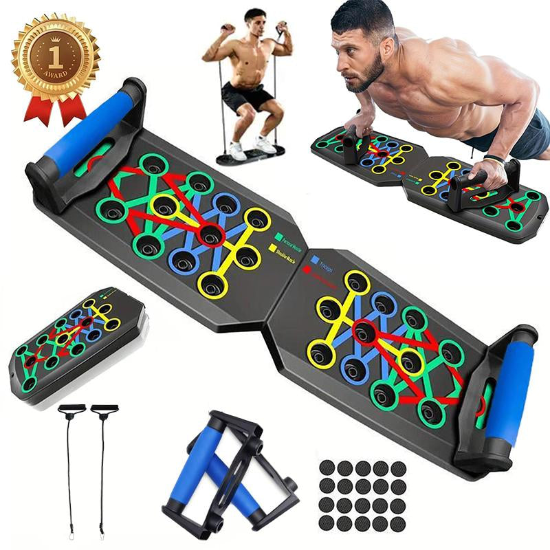【Upgraded Version】 Push up Board, Push-Up Board Training Set, 30 Holes Home Push-Up Training Board, Pull Bar, Chest Muscle Abdominal Muscle Training Equipment for Men & Women, Fitness Enthusiasts, Upper Body Strength, Portable Design, Ab Workout Machine