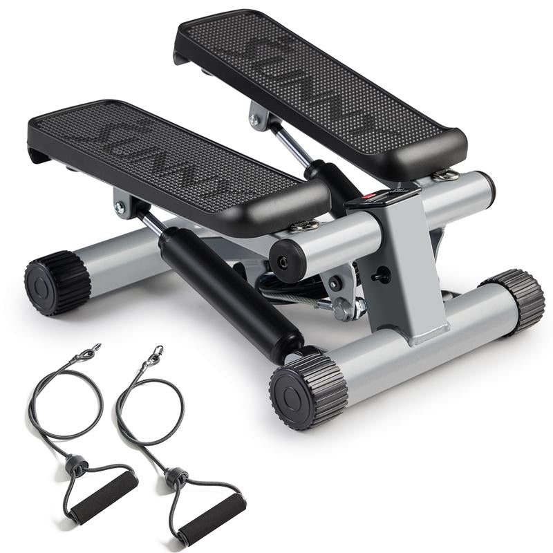 Sunny Health & Fitness Mini Stepper with Resistance Bands, Home Gym Workout Fitness, Compact Home Cardio Machine, Stair Stepper & Squat Trainer, Portable Quiet Elliptical Motion, Full-Body Rehab & Calorie Burn, 300 Lbs Capacity