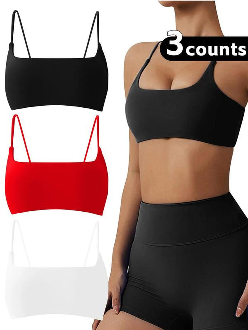 Women'S Solid Wireless Sports Bra, Sporty Breathable Comfortable Bra, Ladies Sportswear for Yoga Gym