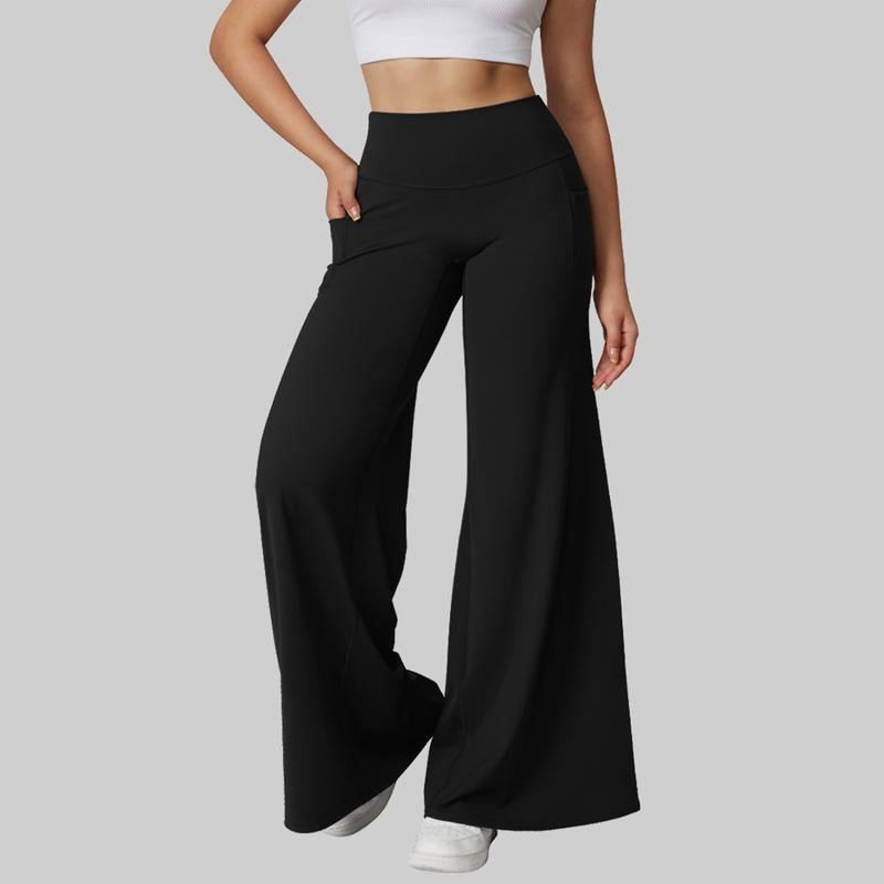 OQQ Women’S High-Waist Wide Leg Casual Yoga Pants – Stretchy & Workout Casual Trousers with Pockets Trousers