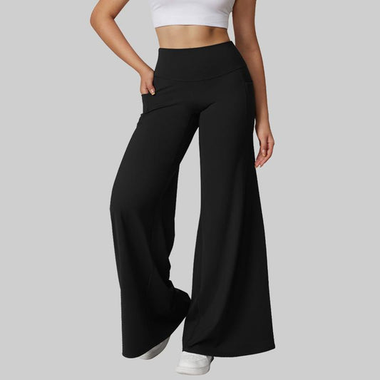 OQQ Women’S High-Waist Wide Leg Casual Yoga Pants – Stretchy & Workout Casual Trousers with Pockets Trousers