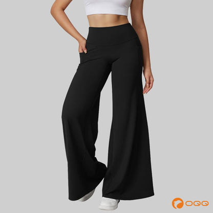 OQQ Women’S High-Waist Wide Leg Casual Yoga Pants – Stretchy & Workout Casual Trousers with Pockets Trousers