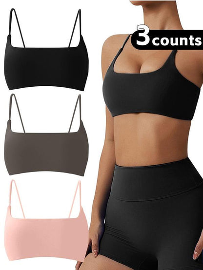 Women'S Solid Wireless Sports Bra, Sporty Breathable Comfortable Bra, Ladies Sportswear for Yoga Gym