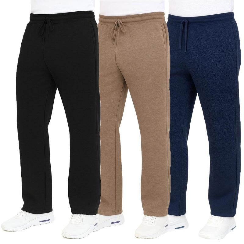 3-Pack Men'S Classic Heavyweight Fleece Sweatpants with Open Bottom (S-3XL)
