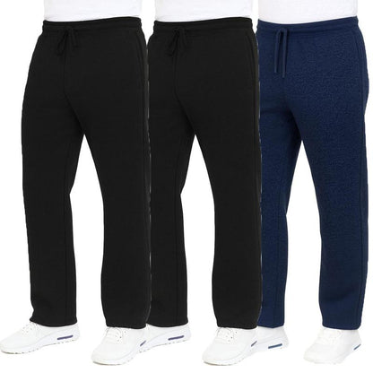 3-Pack Men'S Classic Heavyweight Fleece Sweatpants with Open Bottom (S-3XL)