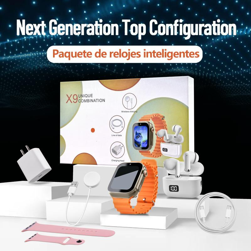 6-In-1 Smar Twatch Kit Smart Watches Smartwatch, Bluetooth Headphones, 20W Fast Charger, Type-C Fast-Charging Cable, Adapter, and Audio Support—Compact and Portable. Headphone Device.