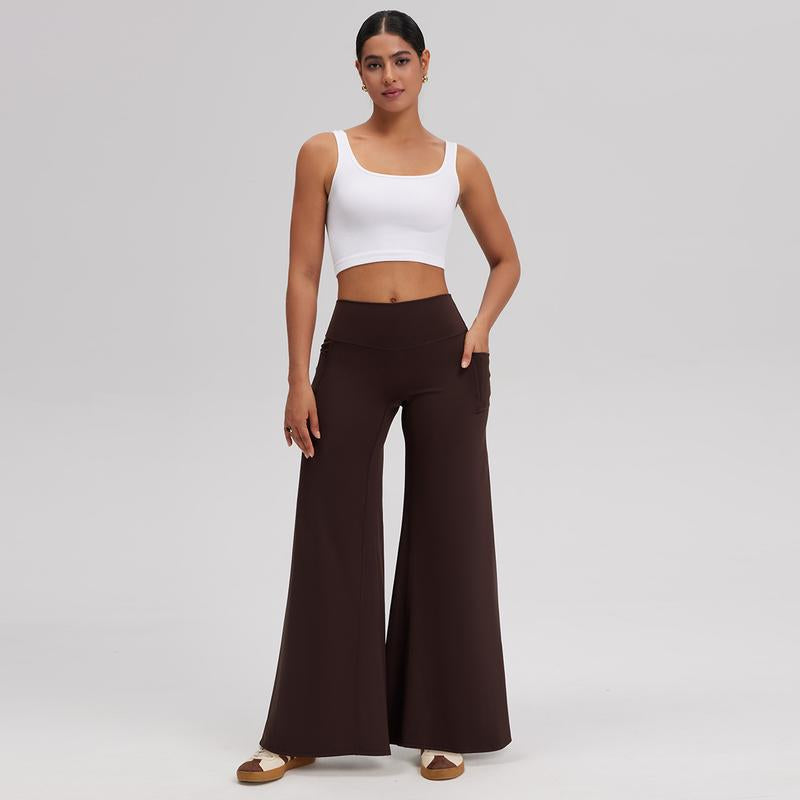OQQ Women’S High-Waist Wide Leg Casual Yoga Pants – Stretchy & Workout Casual Trousers with Pockets Trousers