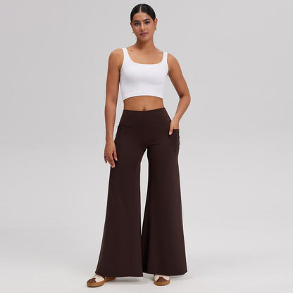 OQQ Women’S High-Waist Wide Leg Casual Yoga Pants – Stretchy & Workout Casual Trousers with Pockets Trousers