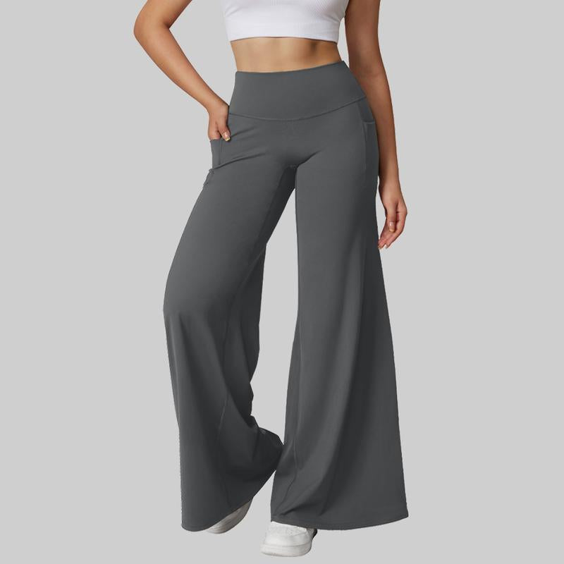 OQQ Women’S High-Waist Wide Leg Casual Yoga Pants – Stretchy & Workout Casual Trousers with Pockets Trousers