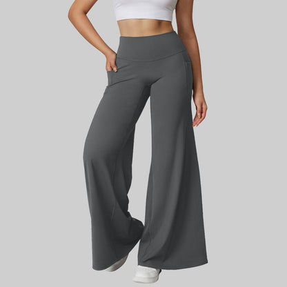 OQQ Women’S High-Waist Wide Leg Casual Yoga Pants – Stretchy & Workout Casual Trousers with Pockets Trousers