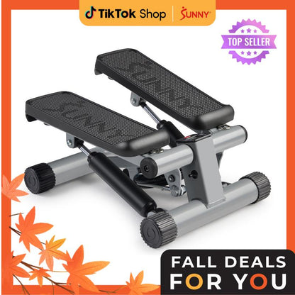 Sunny Health & Fitness Mini Stepper with Resistance Bands, Home Gym Workout Fitness, Compact Home Cardio Machine, Stair Stepper & Squat Trainer, Portable Quiet Elliptical Motion, Full-Body Rehab & Calorie Burn, 300 Lbs Capacity