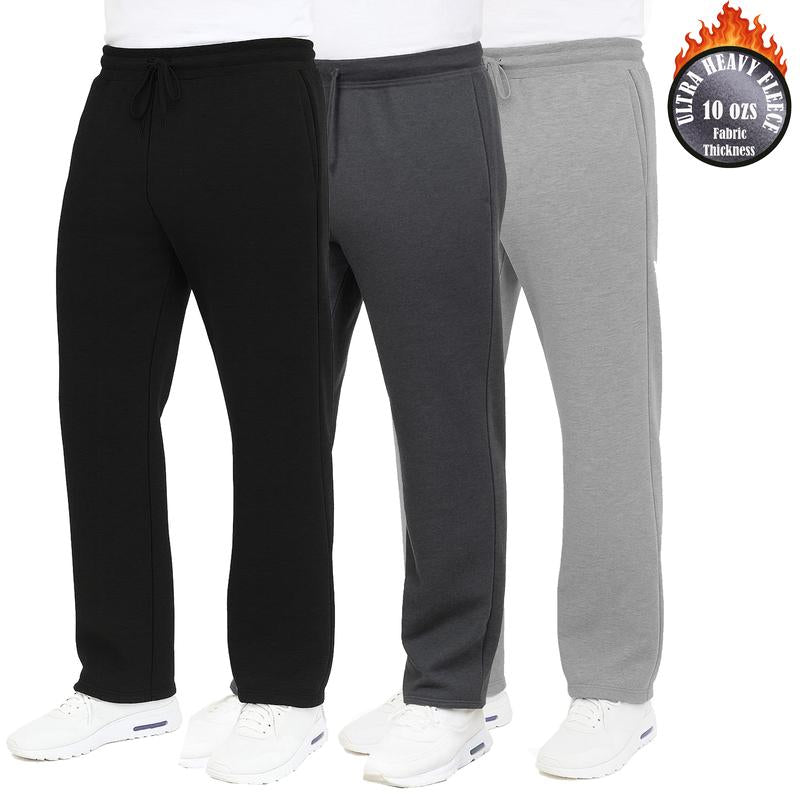 3-Pack Men'S Classic Heavyweight Fleece Sweatpants with Open Bottom (S-3XL)