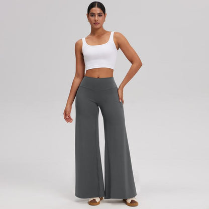 OQQ Women’S High-Waist Wide Leg Casual Yoga Pants – Stretchy & Workout Casual Trousers with Pockets Trousers