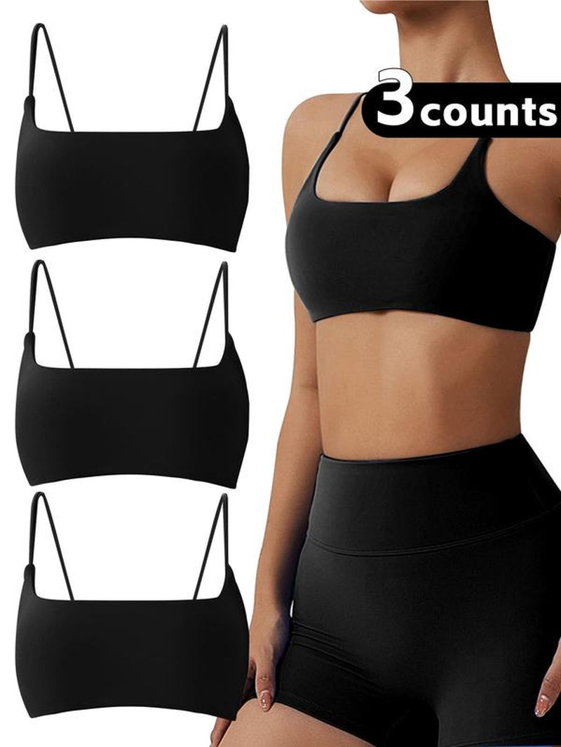 Women'S Solid Wireless Sports Bra, Sporty Breathable Comfortable Bra, Ladies Sportswear for Yoga Gym